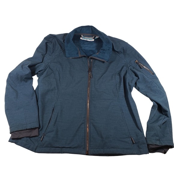 Free Country Softshell Jacket XL Full Zip Fleece Lined Teal Blue Active Coat - Picture 1 of 8